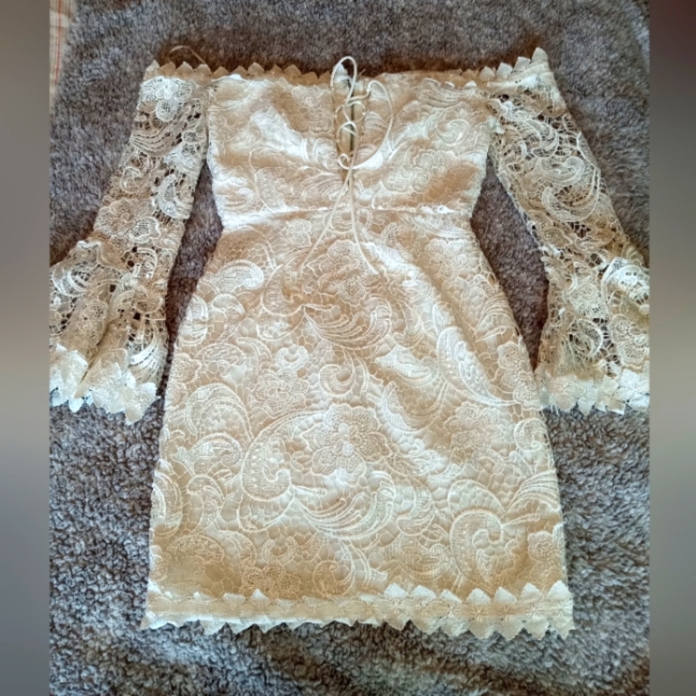 One of a kind lace off the shoulder dress (small)